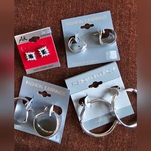 Silver Hoop and Stud Earring Set
